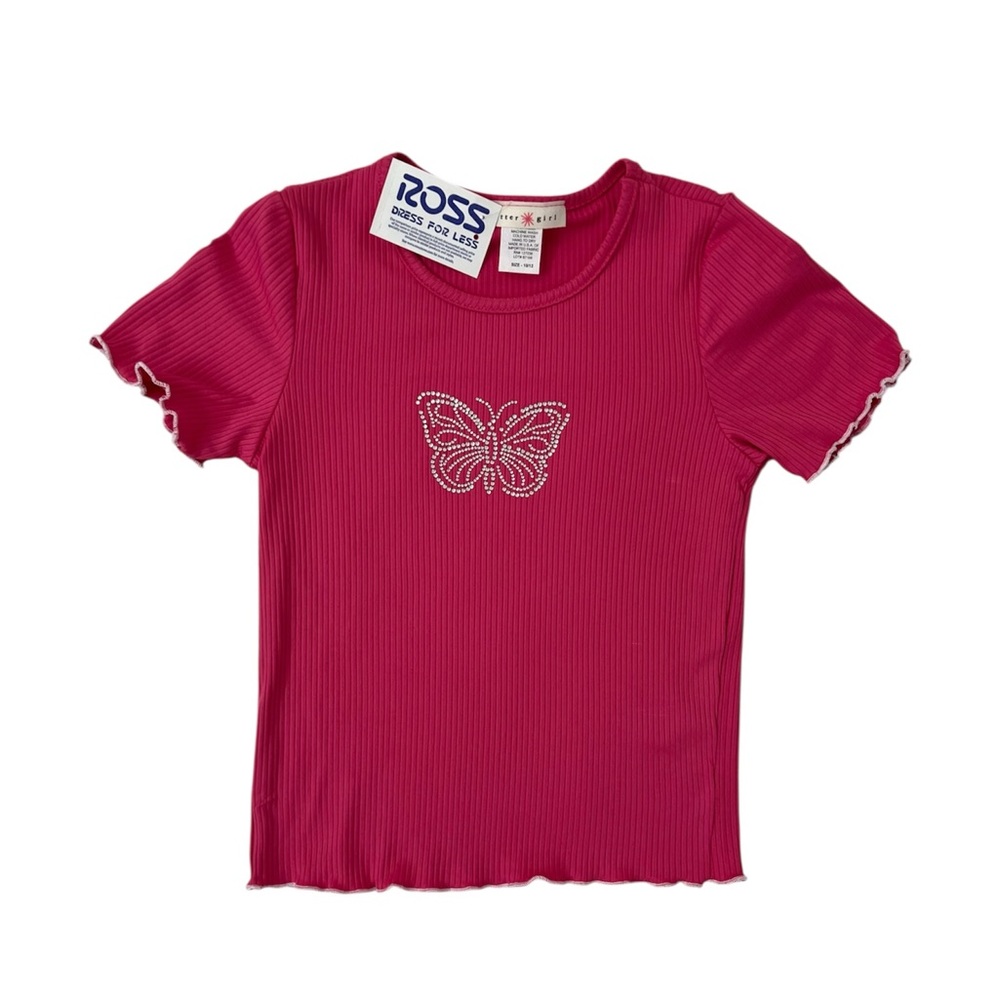 Y2K Pink Bedazzled Butterfly Top